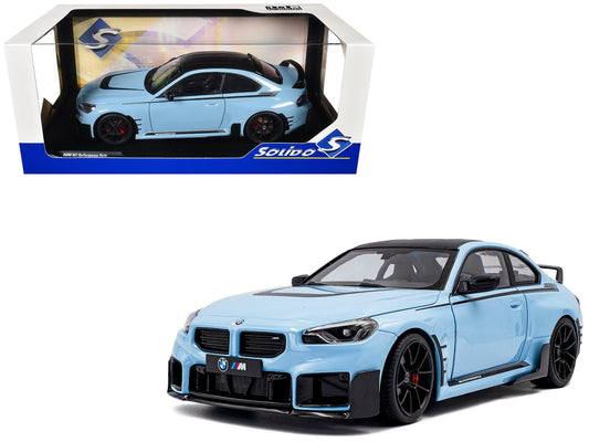 2024 BMW M2 Performance Parts Zandvoort Blue with Carbon Top and Black Stripes 1/18 Diecast Model Car by Solido free shipping USA - Rapid Vehicles