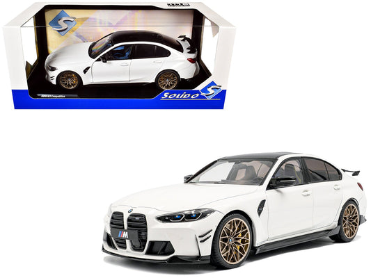 2024 BMW M3 Competition Alpine White with Carbon Top 1/18 Diecast Model Car by Solido free shipping USA - Rapid Vehicles