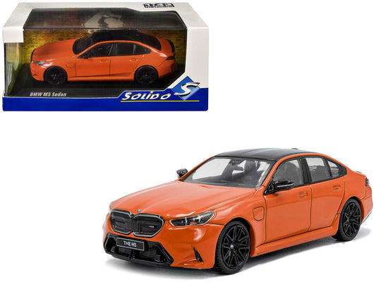 2024 BMW M5 Sedan Fire Orange III with Black Top 1/43 Diecast Model Car by Solido free shipping USA - Rapid Vehicles