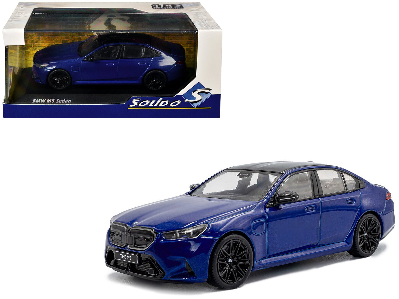 2024 BMW M5 Sedan Marina Bay Blue Metallic with Black Top 1/43 Diecast Model Car by Solido free shipping USA - Rapid Vehicles