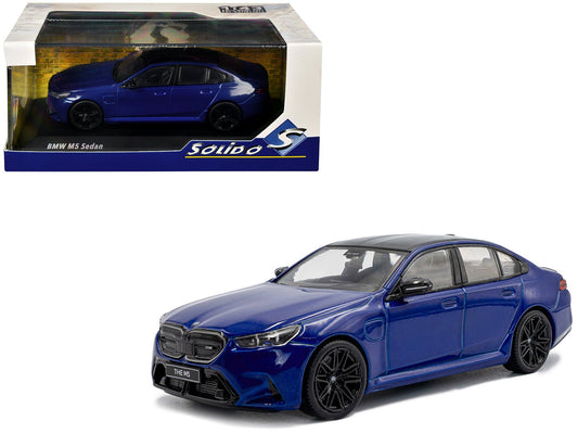 2024 BMW M5 Sedan Marina Bay Blue Metallic with Black Top 1/43 Diecast Model Car by Solido free shipping USA - Rapid Vehicles