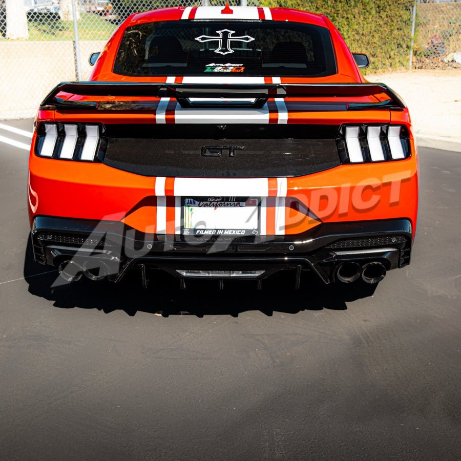 2024+ Ford Mustang Dark Horse Rear Diffuser Gloss Black Quad Tips - Rapid Vehicles