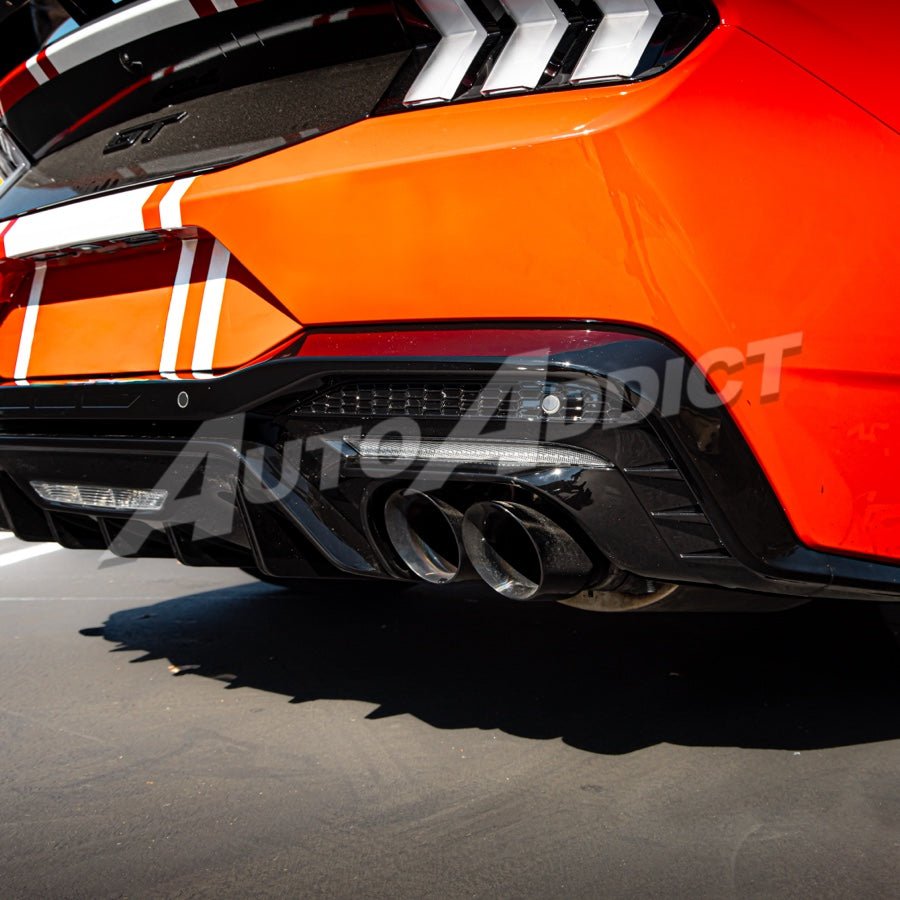 2024+ Ford Mustang Dark Horse Rear Diffuser Gloss Black Quad Tips - Rapid Vehicles