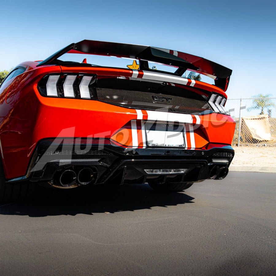 2024+ Ford Mustang Dark Horse Rear Diffuser Gloss Black Quad Tips - Rapid Vehicles
