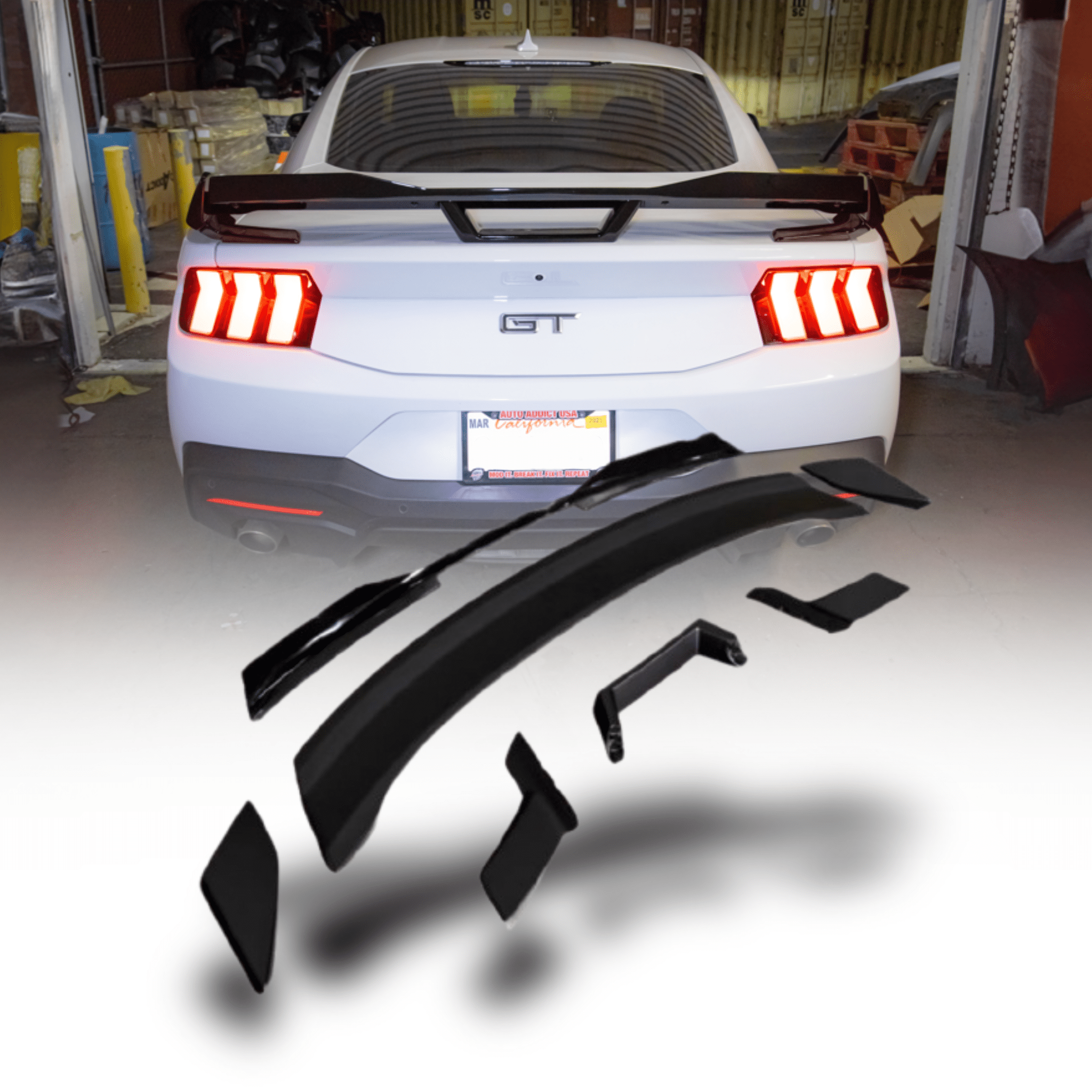 2024+ Ford Mustang Dark Horse Rear Spoiler Gloss Black ABS - Rapid Vehicles