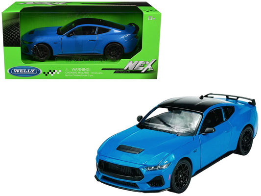 2024 Ford Mustang GT 5.0 Blue with Black Top "NEX Models" Series 1/25 Diecast Model Car by Welly free shipping USA - Rapid Vehicles