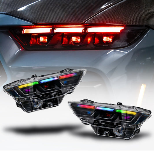 2024+ Ford Mustang S650 RGB Headlights With Gloss Black Housing (Pair) - Rapid Vehicles