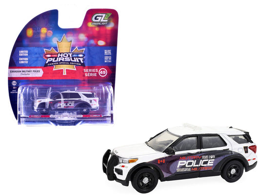 2024 Ford Police Interceptor Utility "Canada Military Police" White with Graphics "Hot Pursuit - Canada Special Edition" Series 1/64 Diecast Model Car by Greenlight free shipping USA - Rapid Vehicles
