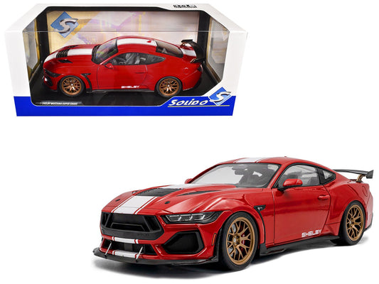 2024 Ford Shelby Mustang Super Snake Race Red with White Stripes 1/18 Diecast Model Car by Solido free shipping USA - Rapid Vehicles