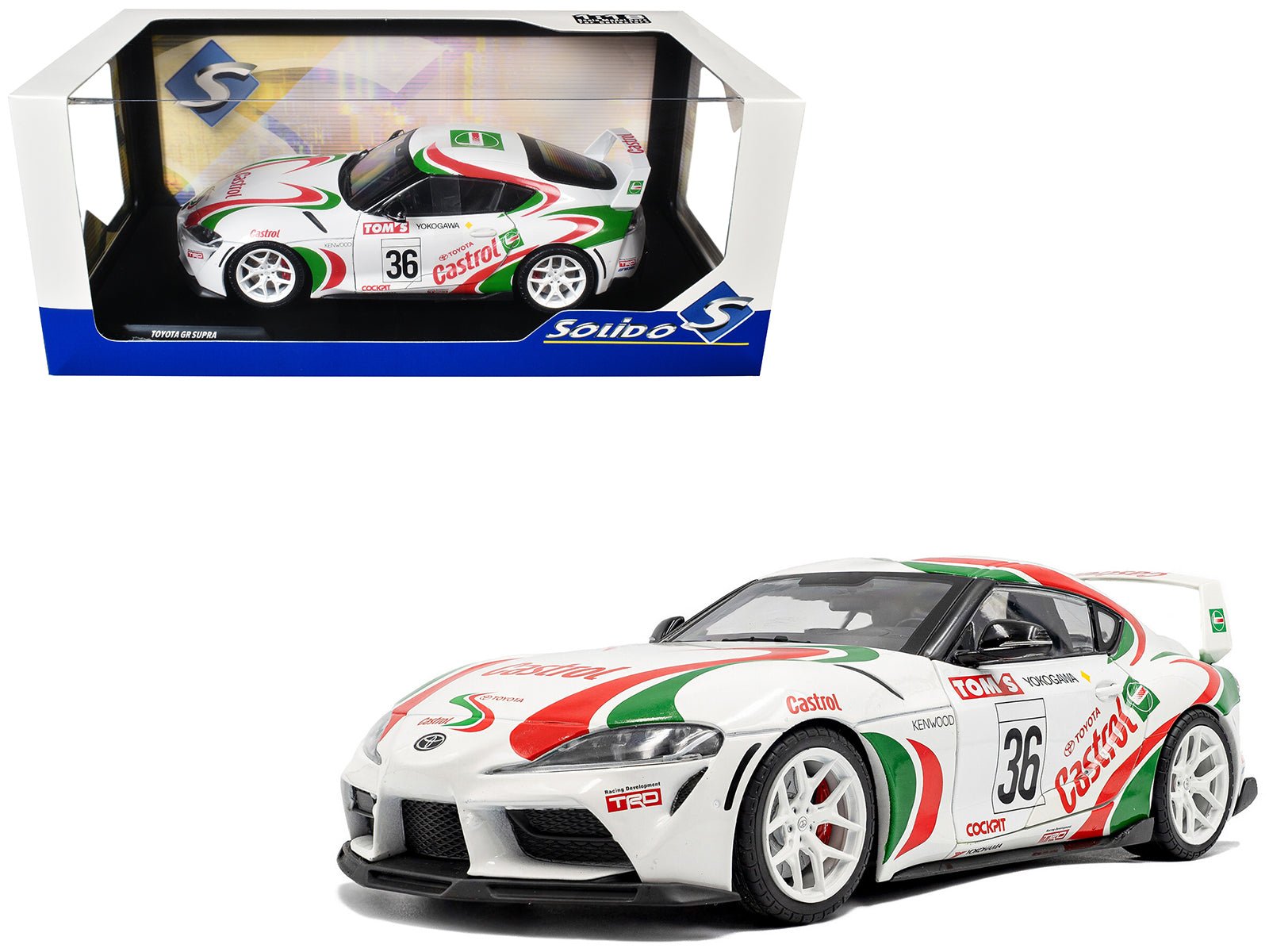 2024 Toyota GR Supra 36 "Toyota Racing Tribute" White with Green and Red Graphics 1/18 Diecast Model Car by Solido free shipping USA - Rapid Vehicles