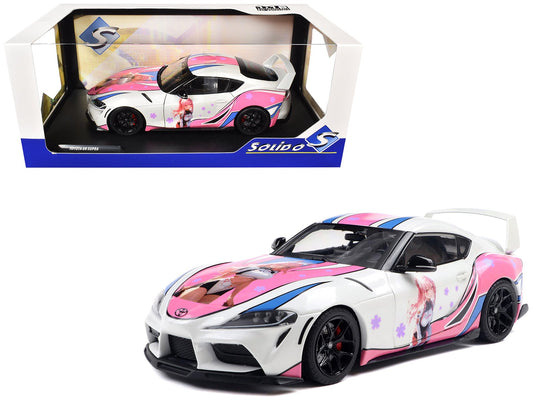 2024 Toyota GR Supra "Itasha" White with Graphics "StreetFighters" 1/18 Diecast Model Car by Solido free shipping USA - Rapid Vehicles