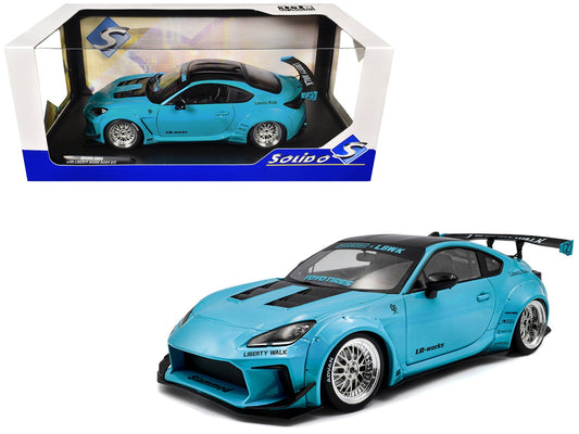 2024 Toyota GR86 LBWK Body Kit RHD (Right Hand Drive) Baby Blue with Black Top 1/18 Diecast Model Car by Solido free shipping USA - Rapid Vehicles