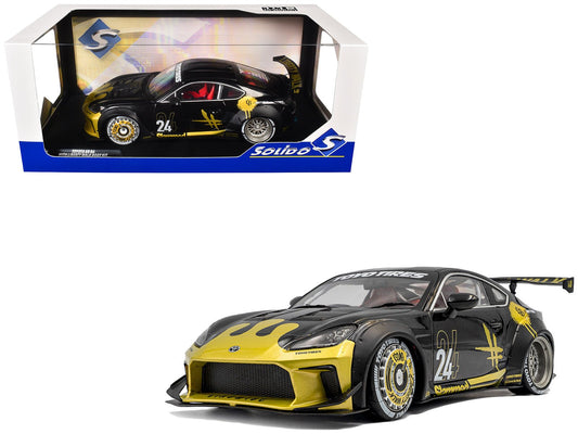 2024 Toyota GR86 Liberty Walk Body Kit RHD (Right Hand Drive) 24 Black with Gold Graphics 1/18 Diecast Model Car by Solido free shipping USA - Rapid Vehicles