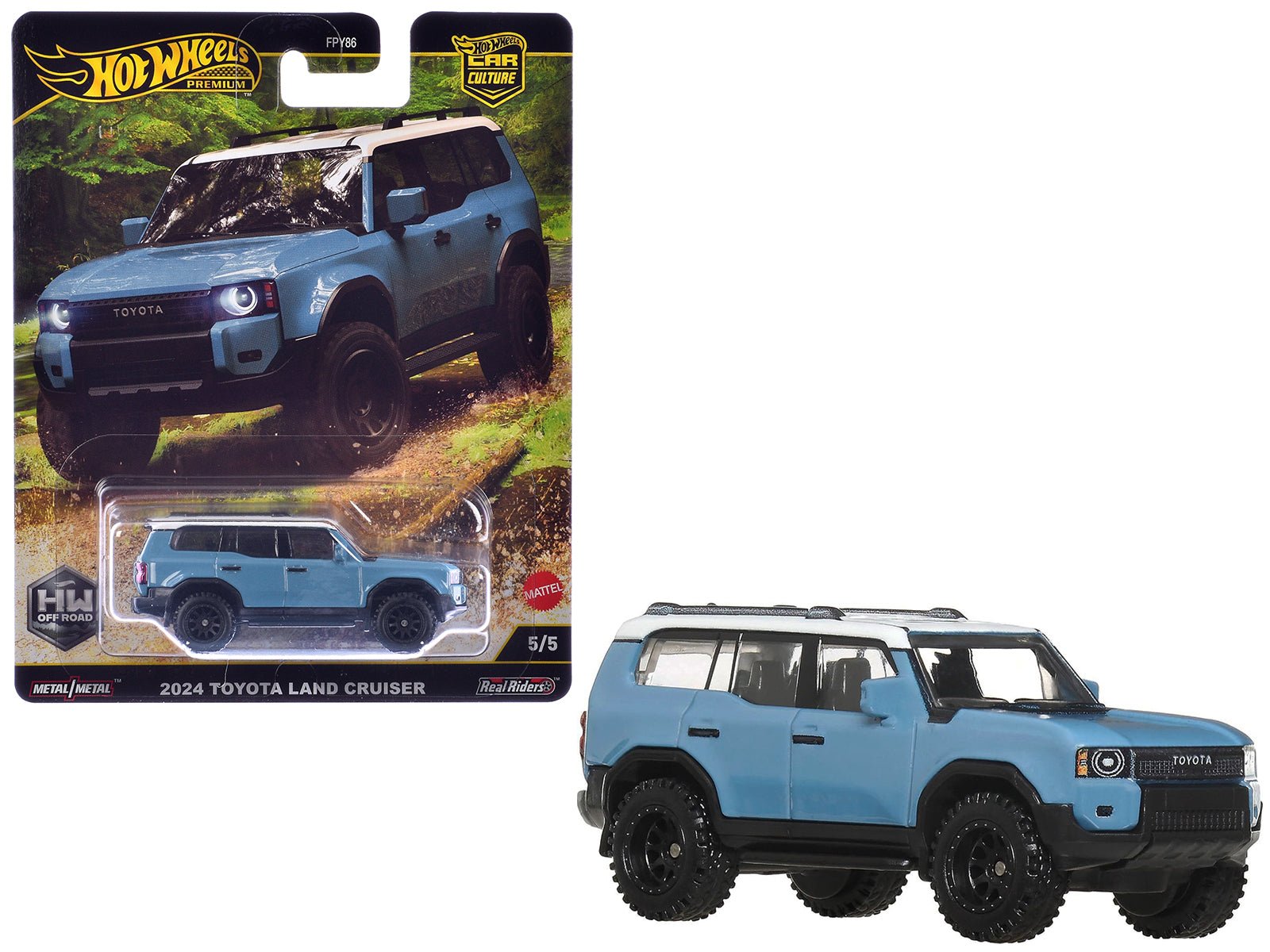 2024 Toyota Land Cruiser Blue with White Top "HW Off Road" Series Diecast Model Car by Hot Wheels free shipping USA - Rapid Vehicles
