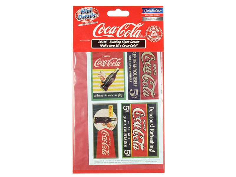 1940's Thru 1960's "Coca-Cola" Building Signs Decals for 1/87 (HO) Scale Models by Classic Metal Works free shipping USA