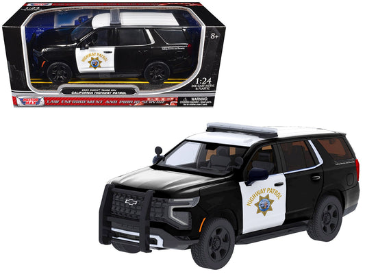 2025 Chevrolet Tahoe Police Pursuit Vehicle "California Highway Patrol" Black and White "Law Enforcement and Public Service" Series 1/24 Diecast Model Car by Motormax free shipping USA - Rapid Vehicles