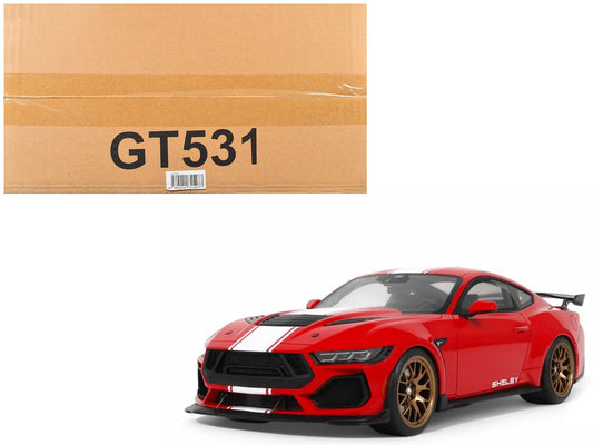 2025 Shelby Mustang Supersnake Race Red with White Stripes 1/18 Model Car by GT Spirit free shipping USA - Rapid Vehicles