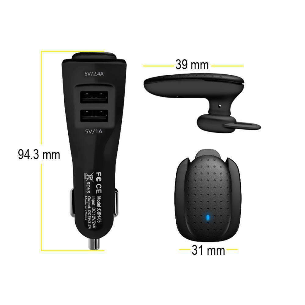 CBH-05 Bluetooth Headset with Dual USB Port Car Charger - Premium Audio & Video from Silver Millie - Just $5.99! Shop now at Rapidvehicles