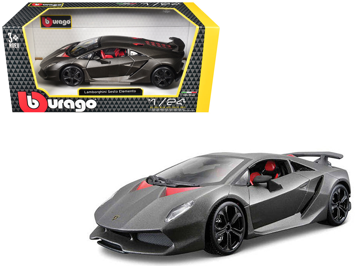 Lamborghini Sesto Elemento Matt Grey 1/24 Diecast Car Model by Bburago