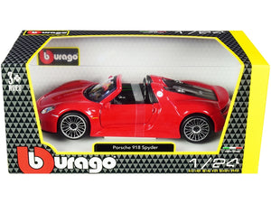 Porsche 918 Spyder Convertible Red 1/24 Diecast Model Car by Bburago - Premium Porsche Models from Bburago - Just $53.95! Shop now at Rapidvehicles