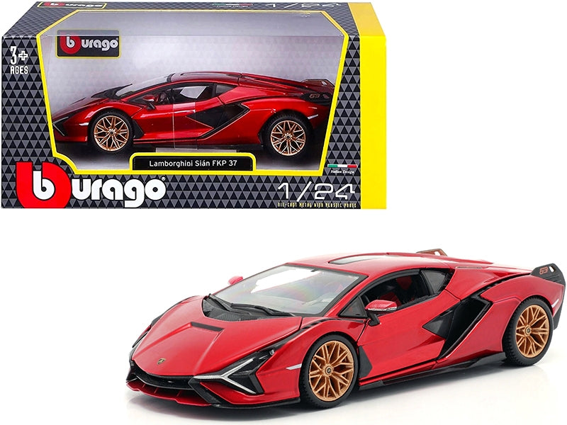 Lamborghini Sian FKP 37 Candy Red with Copper Wheels 1/24 Diecast - Premium Lamborghini Models from Bburago - Just $62.09! Shop now at Rapidvehicles