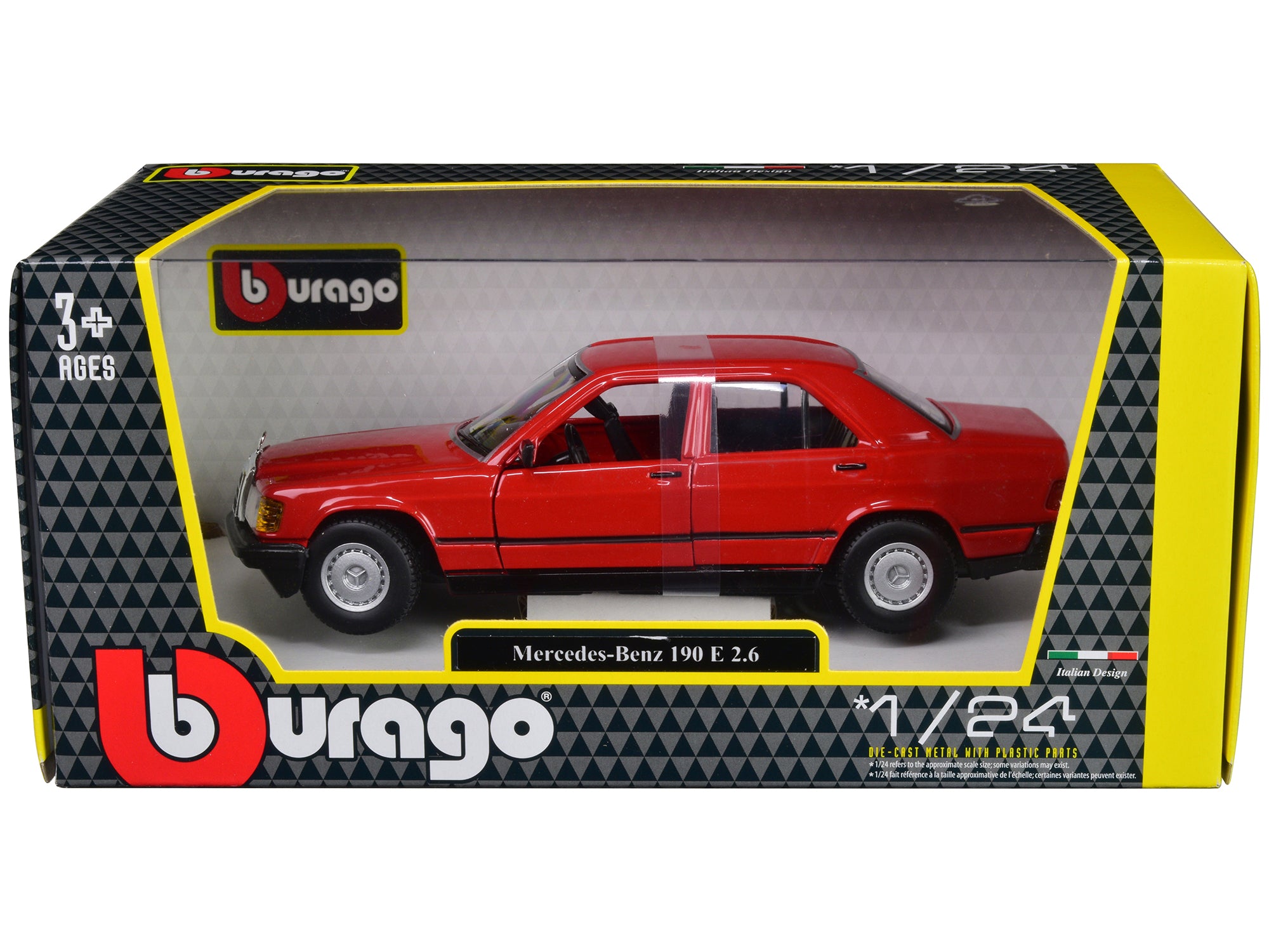 Mercedes-Benz 190 E 2.6 Red 1/24 Diecast Model Car by Bburago free shipping USA