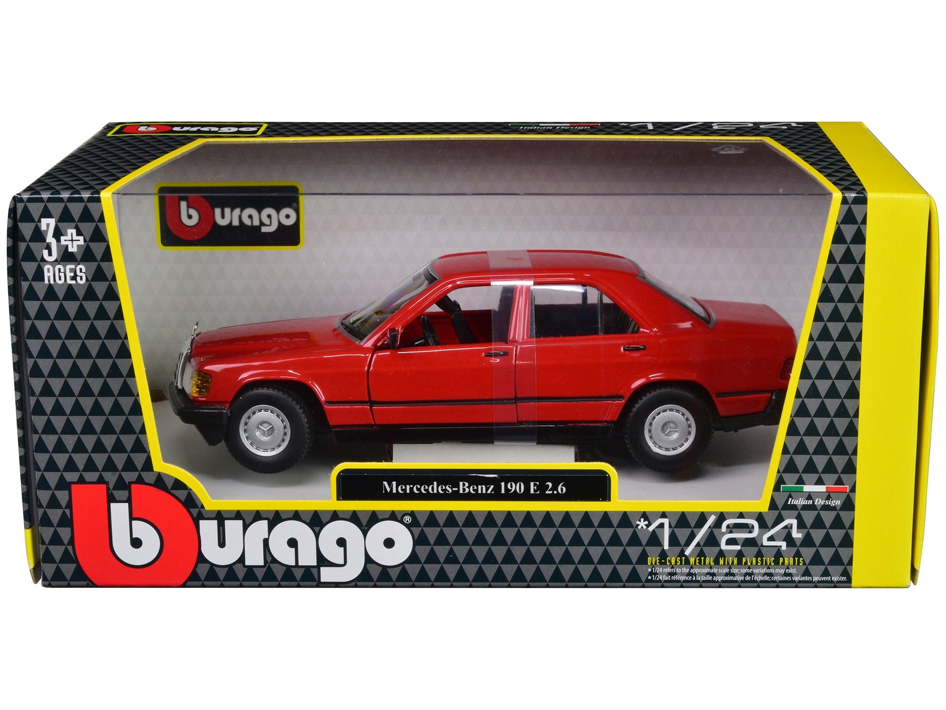 Mercedes-Benz 190 E 2.6 Red 1/24 Diecast Model Car by Bburago - Premium Mercedes Models from Bburago - Just $59.39! Shop now at Rapidvehicles