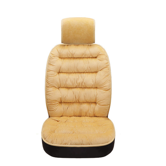 Color: Beige - Universal Winter Warm Plush Cloth Car Seat Cushion - Premium Interior Parts from Rapidvehicles - Just $39.99! Shop now at Rapidvehicles