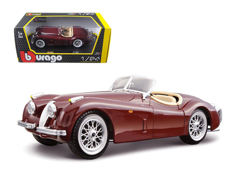 1951 Jaguar XK 120 Roadster Burgundy 1/24 Diecast Model Car by Bburago free shipping USA