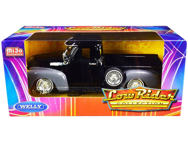 1953 Chevrolet 3100 Pickup Truck Black and Gray "Low Rider - Premium Pickup Trucks Models from Welly - Just $49.28! Shop now at Rapidvehicles