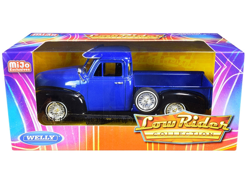 1953 Chevrolet 3100 Pickup Truck Blue and Black "Low Rider - Premium Pickup Trucks Models from Welly - Just $59.39! Shop now at Rapidvehicles