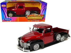 1953 Chevrolet 3100 Pickup Truck Lowrider Red Metallic and Black Two-Tone "Low Rider Collection" 1/24 Diecast Model Car by Welly - Premium Pickup Trucks Models from Welly - Just $54.76! Shop now at Rapidvehicles