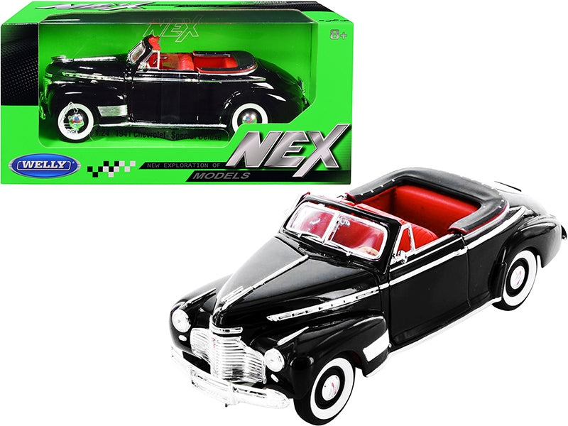 1941 Chevrolet Special Deluxe Convertible Black with Red Interior - Premium Chevrolet Models from Welly - Just $61.19! Shop now at Rapidvehicles