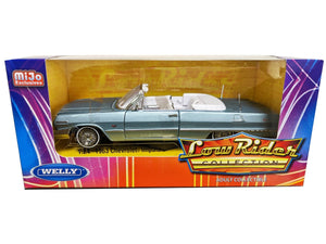 1963 Chevrolet Impala Convertible Lowrider Light Blue Metallic with White Interior "Low Rider Collection" 1/24 Diecast Model Car by Welly - Premium Chevrolet Models from Welly - Just $42.99! Shop now at Rapidvehicles