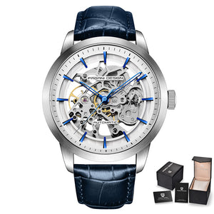 Color: White and blue - PAGANI DESIGN mechanical watch - Premium Mechanical Watches from Rapidvehicles - Just $78.99! Shop now at Rapidvehicles