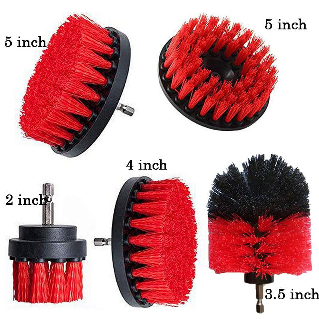 Color: 5pc Red - Clean Kitchen Floor, Multifunctional Electric Drill Brush For Automobile Tires - Premium Kitchen Storage from Rapidvehicles - Just $32.99! Shop now at Rapidvehicles