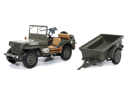 Willys Jeep 1/4-Ton Utility Truck Olive Drab with Trailer "United States Army" 1/43 Diecast Model by Militaria Die Cast - Premium Military Models from Militaria Die Cast - Just $67.99! Shop now at Rapidvehicles