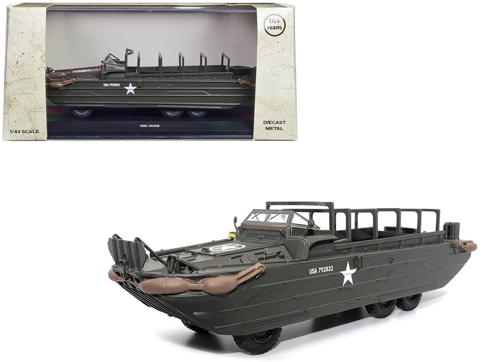 GMC DUKW Amphibious Vehicle Olive Drab "United States Army" 1/43 Diecast Model by Militaria Die Cast free shipping USA