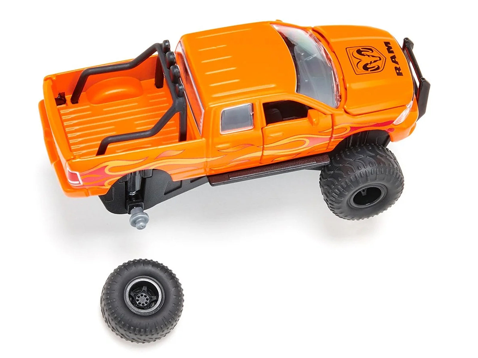 Ram 1500 Pickup Truck Lifted with Balloon Tires Orange with - Premium RAM Models from SIKU - Just $51.99! Shop now at Rapidvehicles