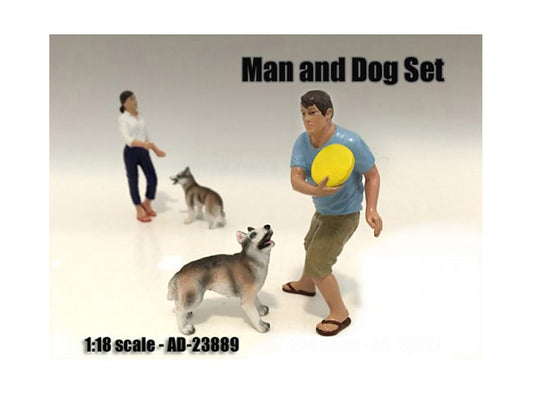 Man and Dog 2 Piece Figure Set For 1:18 Scale Models by American - Premium Figures from American Diorama - Just $40.99! Shop now at Rapidvehicles