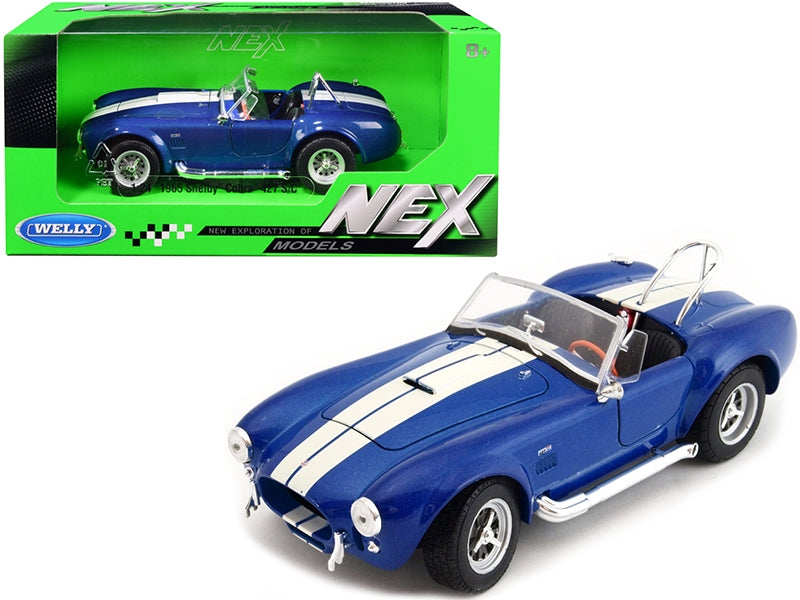 1965 Shelby Cobra 427 S/C Blue Metallic with White Stripes 1/24 - Premium Shelby Models from Welly - Just $57.59! Shop now at Rapidvehicles