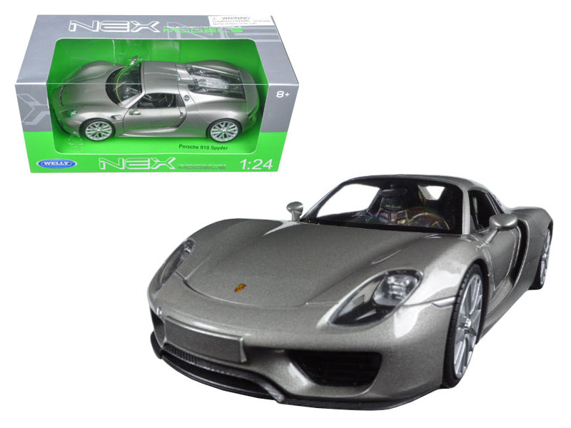 Porsche 918 Spyder Silver Closed Roof 1/24 Diecast Model Car by Welly free shipping USA