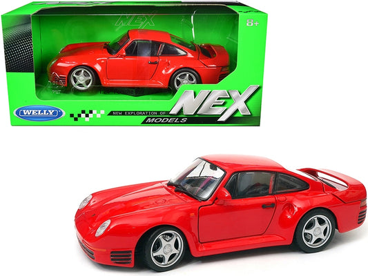 Porsche 959 Red with Silver Wheels "NEX Models" 1/24 Diecast - Premium Porsche Models from Welly - Just $63.99! Shop now at Rapidvehicles