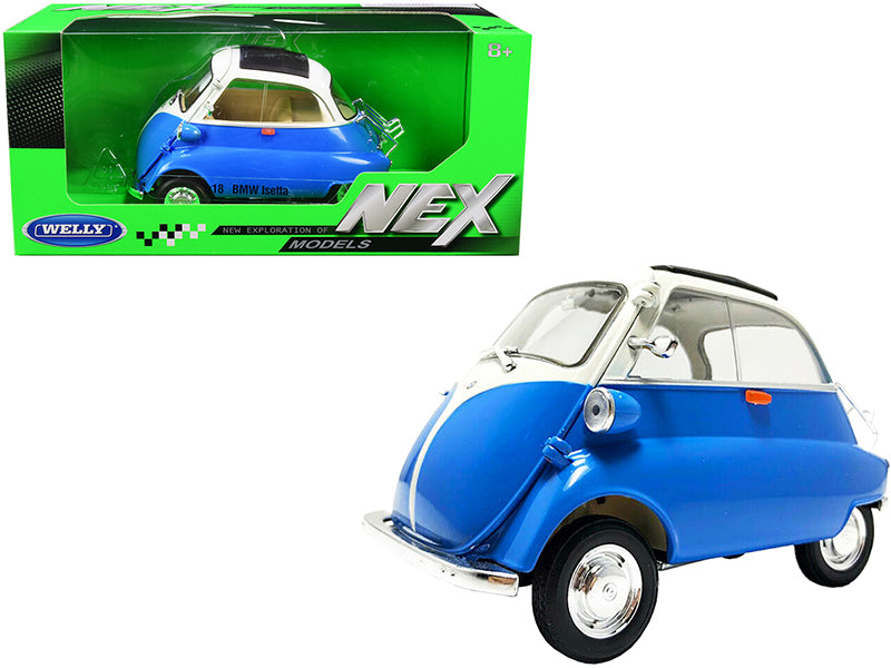 BMW Isetta Blue and White "NEX Models" 1/18 Diecast Model Car by Welly free shipping USA