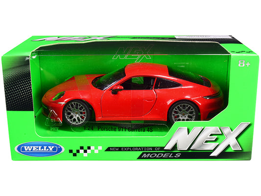 Porsche 911 Carrera 4S Red with Gray Wheels "NEX Models" 1/24 - Premium Porsche Models from Welly - Just $52.99! Shop now at Rapidvehicles