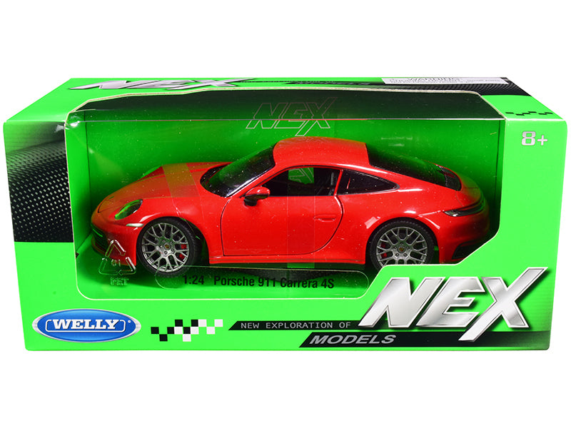 Porsche 911 Carrera 4S Red with Gray Wheels "NEX Models" 1/24 Diecast Model Car by Welly - Premium Porsche Models from Welly - Just $40.99! Shop now at Rapidvehicles