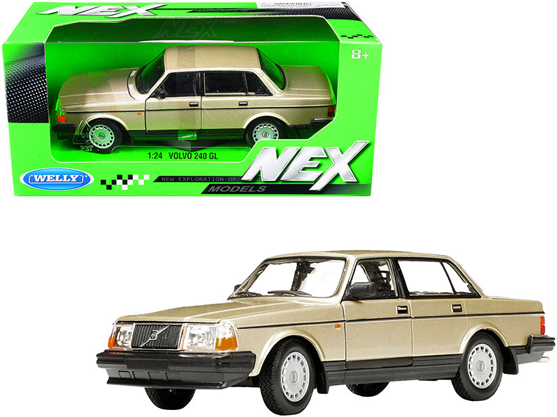 Volvo 240 GL Gold Metallic "NEX Models" 1/24 Diecast Model Car by Welly free shipping USA