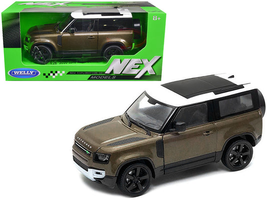 2020 Land Rover Defender Brown Metallic with White Top "NEX Models" 1/26 Diecast Model Car by Welly free shipping USA