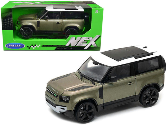 2020 Land Rover Defender Green Metallic with White Top "NEX Models" 1/26 Diecast Model Car by Welly free shipping USA