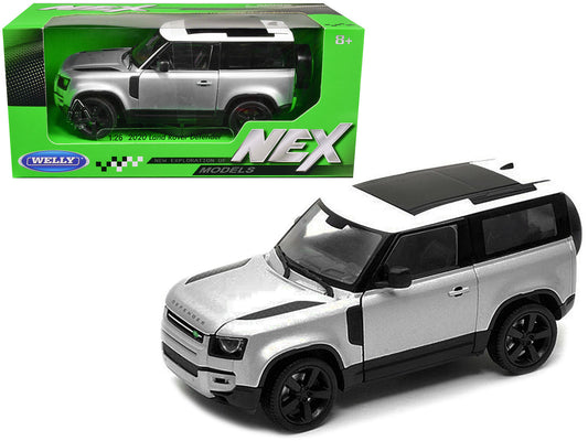 2020 Land Rover Defender Silver Metallic with White Top "NEX Models" 1/26 Diecast Model Car by Welly free shipping USA